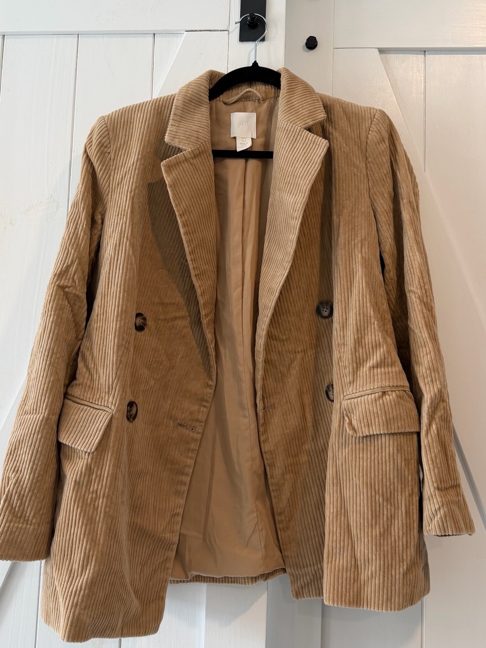 H&M Tan Corduroy Double Breasted Blazer Size 8